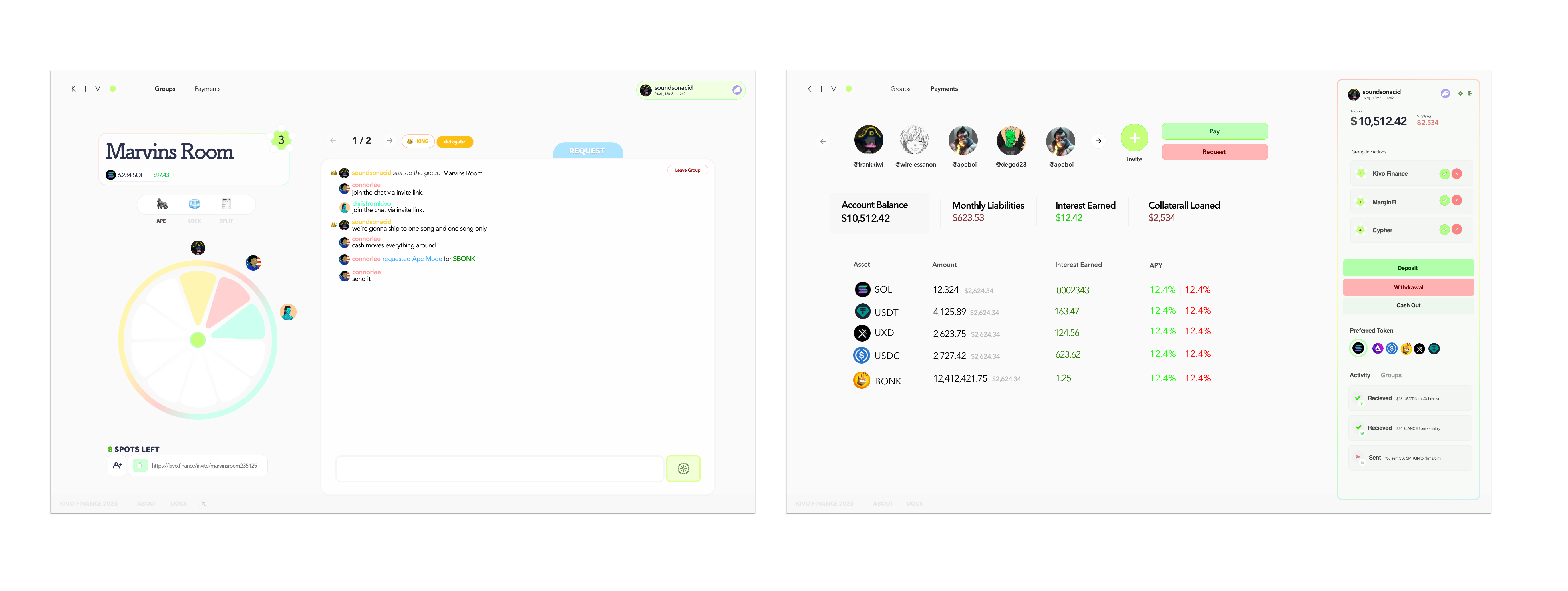 Kivo desktop - Groups and Payments