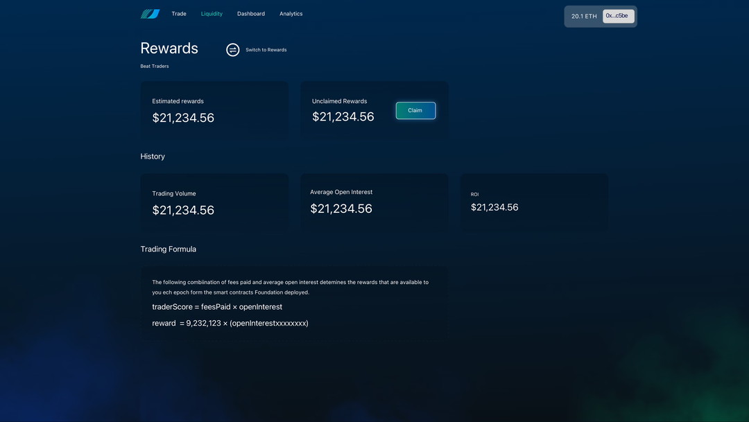 Divergence Protocol trading rewards and claim history