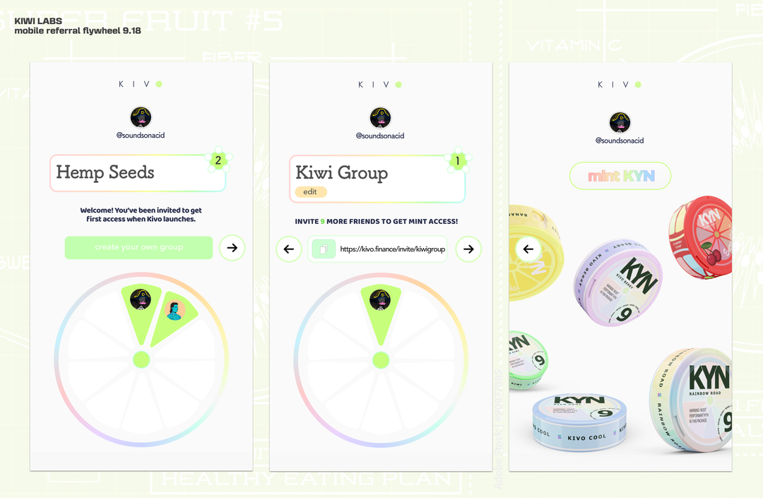 Kivo mobile app screens