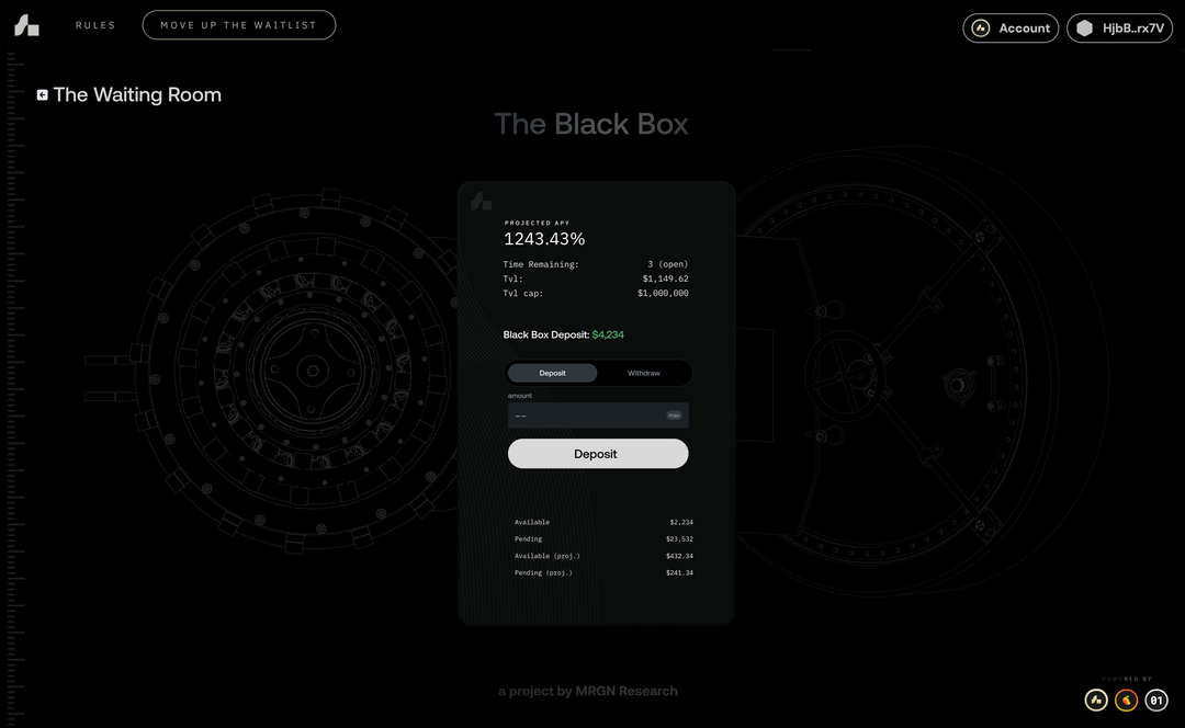 The Black Box deposit interface