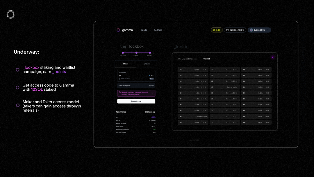 Gamma launch slide explaining staking path