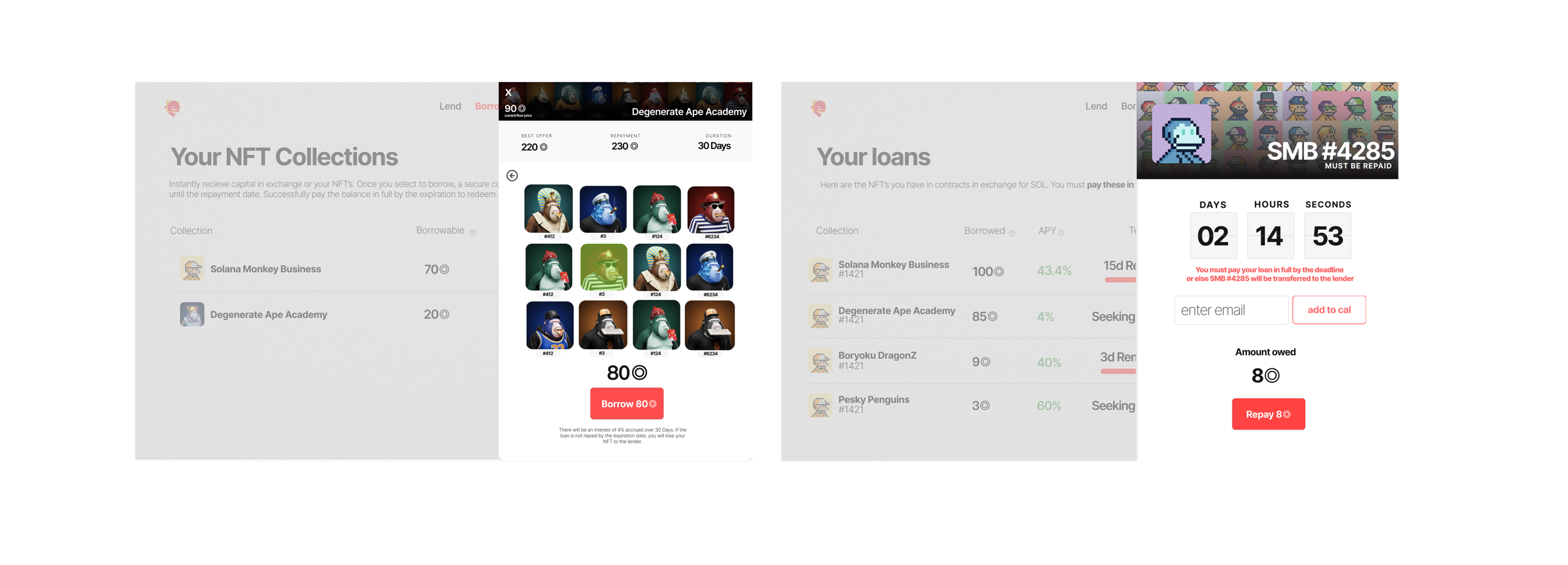 SharkyFi borrowing flow